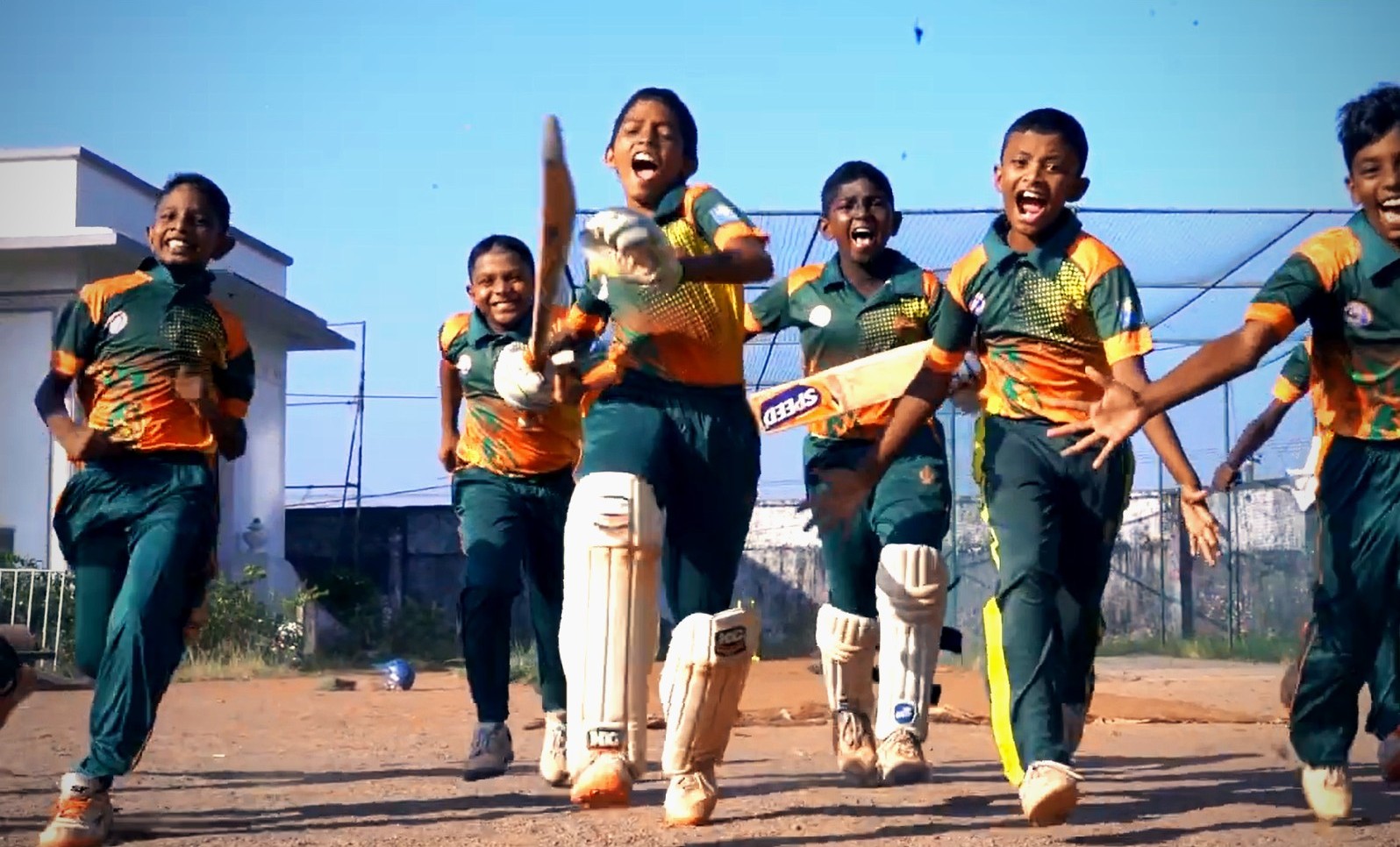 Cricket team celebrating a win